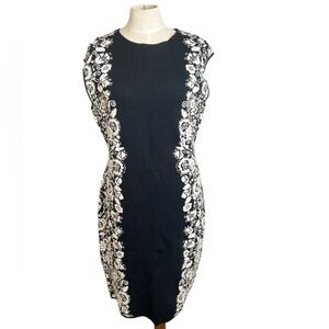 Philosophy Black Midi Dress with White Lace Detailing